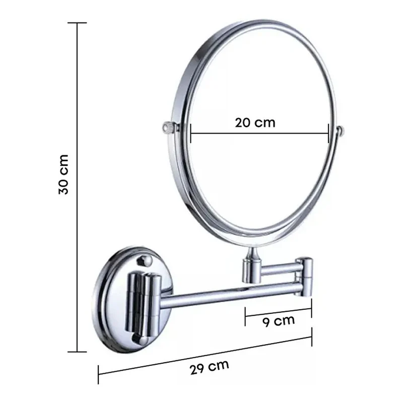 Espejo Retráctil Circular Cromo Con Aumento Grifos Center