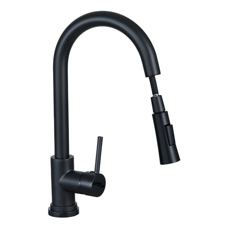 Griferí Lavaplatos Extraíble Monocontrol Con Sensor Negra Grifos Center