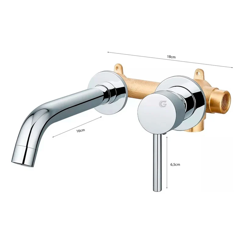 Griferí Llave Lavamanos Monocontrol Pared Cromada Grifos Center