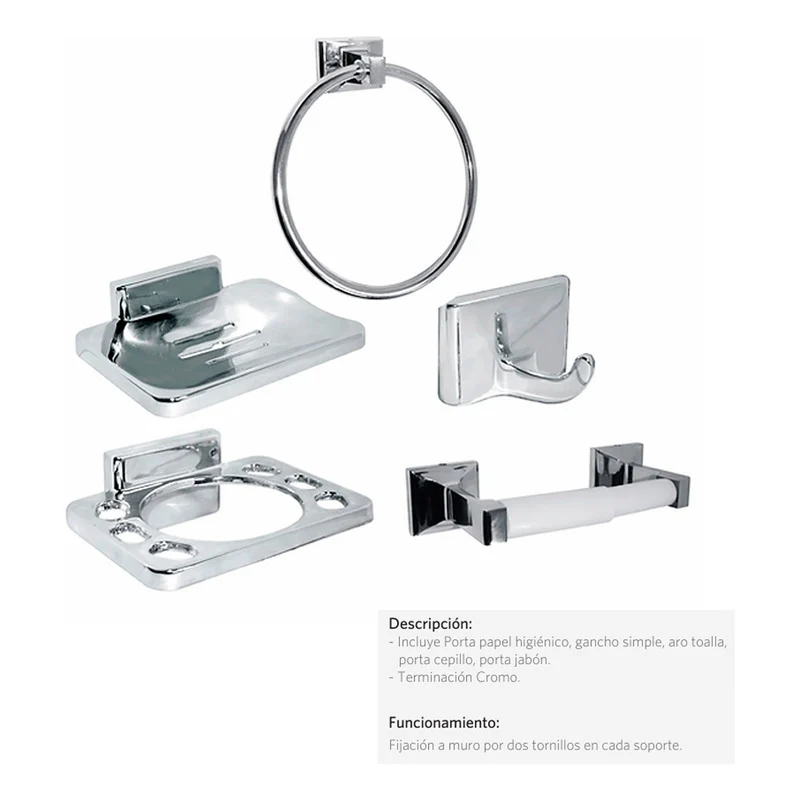 Juego De Accesorios Para Baño Mosini Cromado X5 Grifos Center
