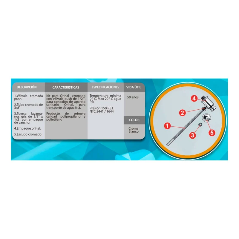 Kit Para Orinal Blanco Grifos Center