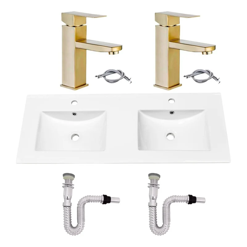 Kit Placa Doble Lavam.121*46.5cm+griferia Monoc+push Flex1 Grifos Center