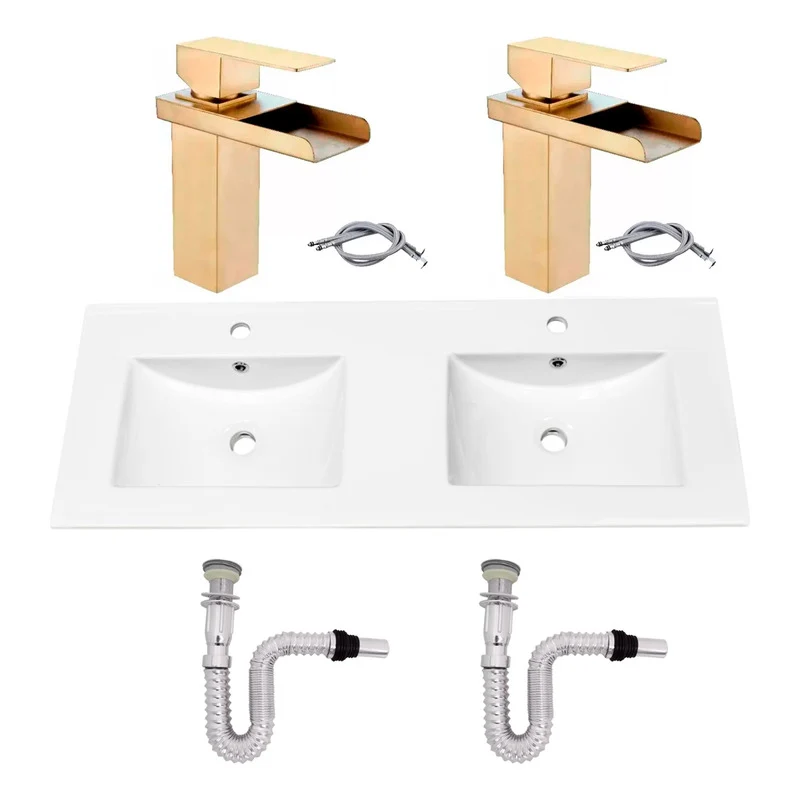 Kit Placa Doble Lavam.121*46.5cm+griferia Monoc+push Flex10 Grifos Center