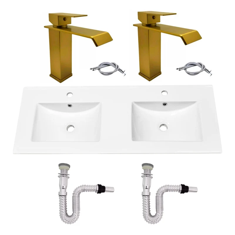 Kit Placa Doble Lavam.121*46.5cm+griferia Monoc+push Flex16 Grifos Center