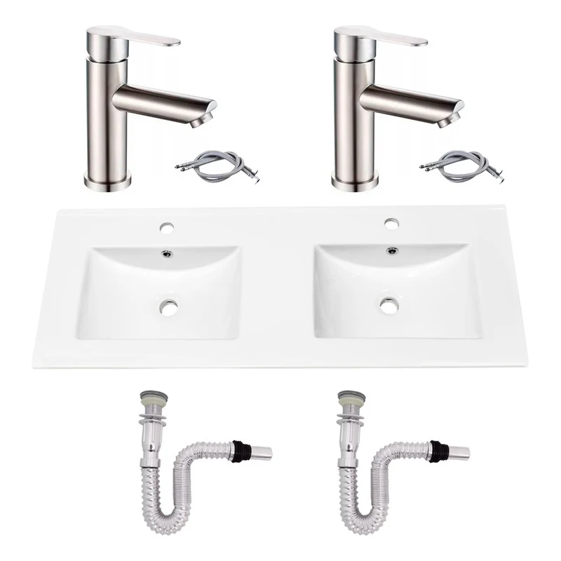 Kit Placa Doble Lavam.121*46.5cm+griferia Monoc+push Flex19 Grifos Center
