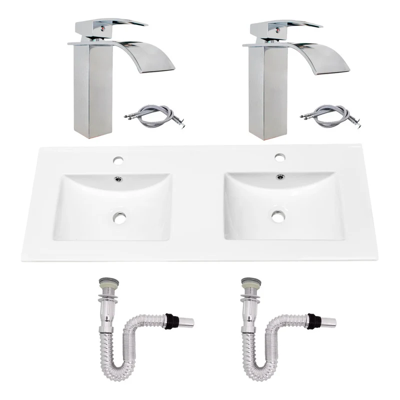 Kit Placa Doble Lavam.121*46.5cm+griferia Monoc+push Flex22 Grifos Center