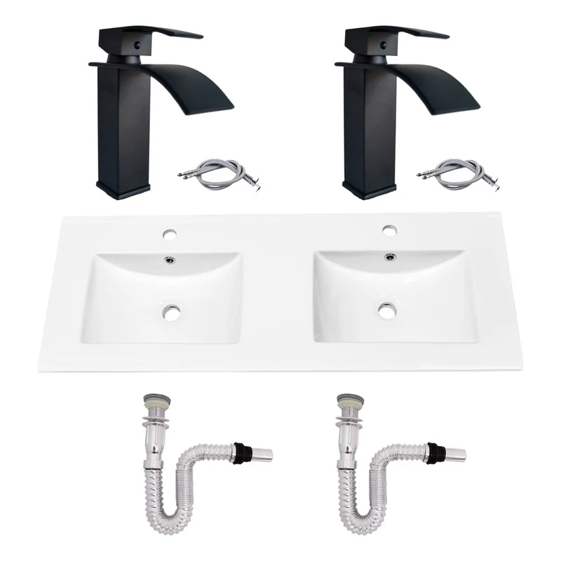 Kit Placa Doble Lavam.121*46.5cm+griferia Monoc+push Flex23 Grifos Center
