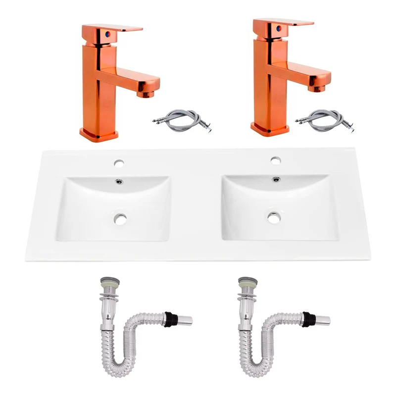 Kit Placa Doble Lavam.121*46.5cm+griferia Monoc+push Flex3 Grifos Center