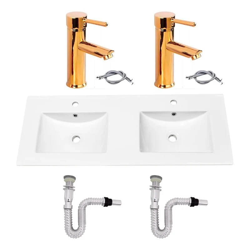 Kit Placa Doble Lavam.121*46.5cm+griferia Monoc+push Flex5 Grifos Center