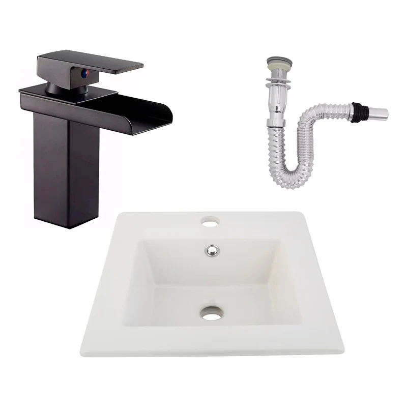 Kit Placa Lavamanos 41cm+griferia Monocontrol+push Flexible9 Grifos Center