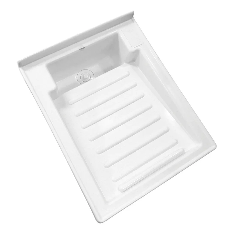 Lavadero Plastico 60*46cm Blanco Con Flauta Grifos Center