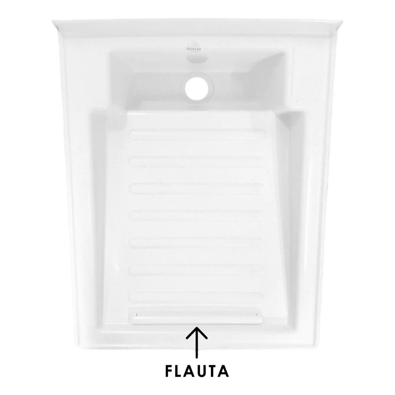 Lavadero Plastico 60*46cm Blanco Con Flauta Grifos Center