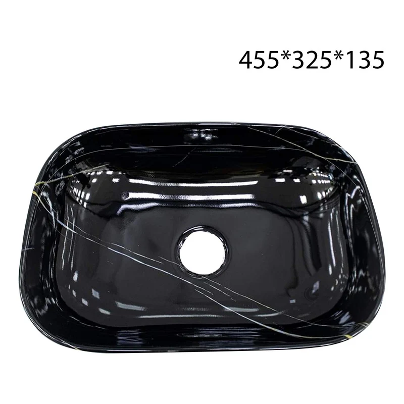 Lavamanos Rectangular Negro Brillante Grifos Center