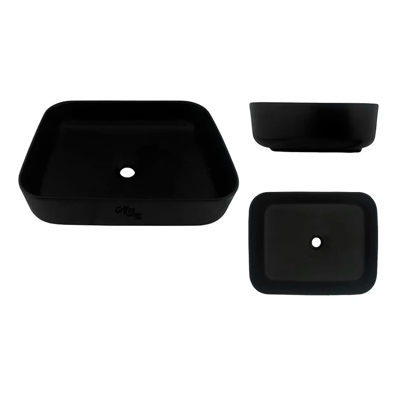 Lavamanos Rectangular Negro Rectangular Grifos Center