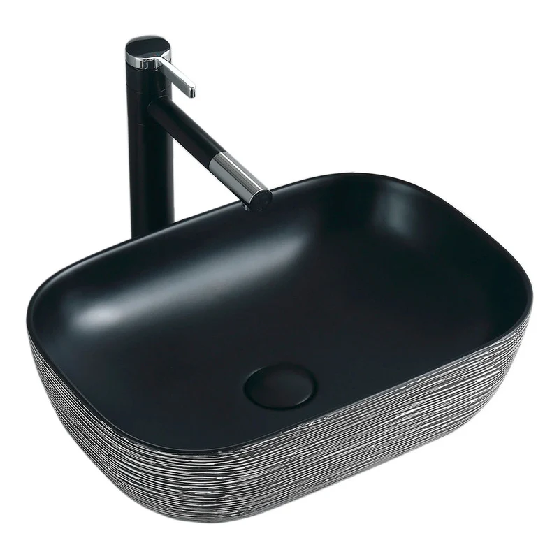 Lavamanos De Sobreponer Rectangular Negro 45x40x14.5cm Grifos Center