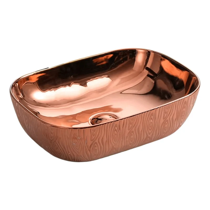 Lavamanos De Sobreponer Rectangular Oro Rosa Doha 45x32cm Grifos Center