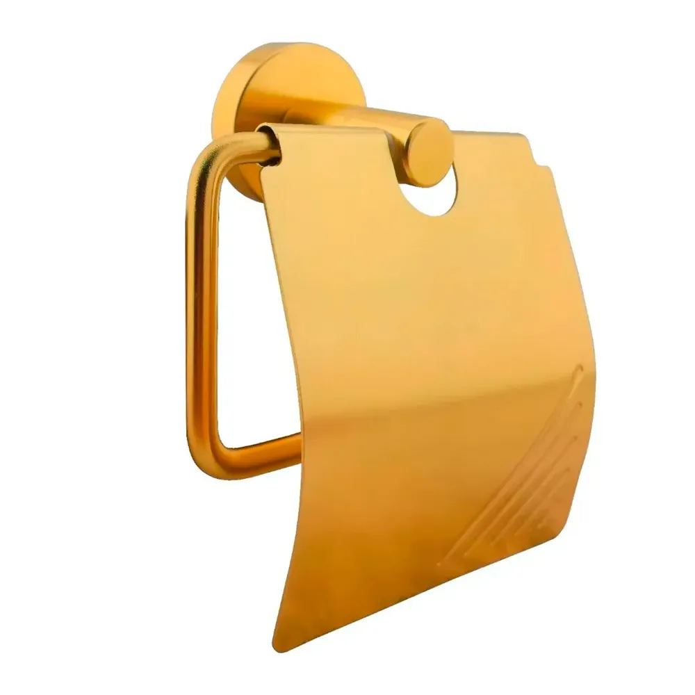Portarollo para Baño con Tapa en Aluminio Dorado Grifos Center