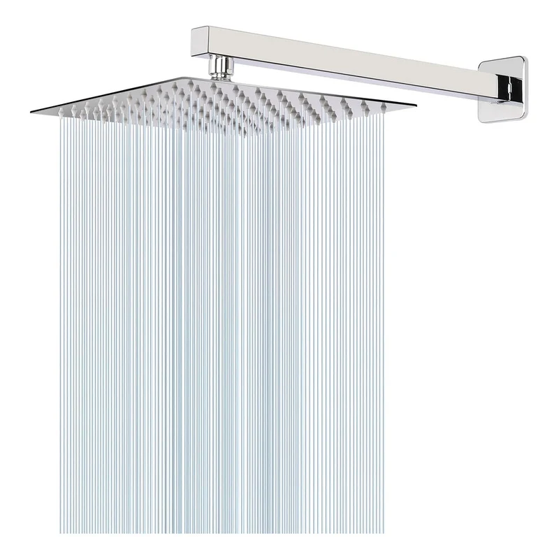 Regadera Ducha Acero Inoxidable Cuadrada 20 Cm Con Tubo Grifos Center