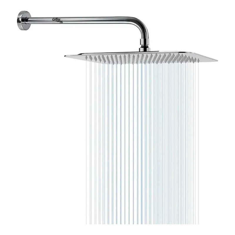 Regadera Ducha Metálica 25cm Extra Plana Kit Tubo Ducha Grifos Center
