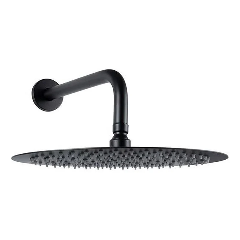 Regadera Ducha Redonda Negro Mate 8puLG (20cm) + Tubo Grifos Center