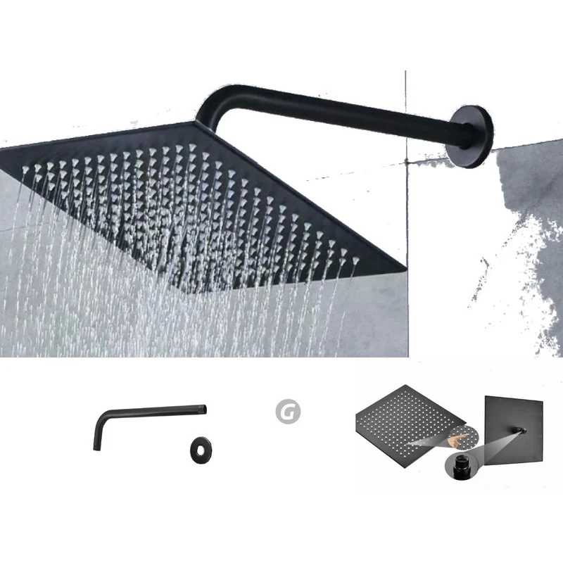 Regadera Para Ducha Color Negro Con Acabado Mate - Con Tubo Grifos Center