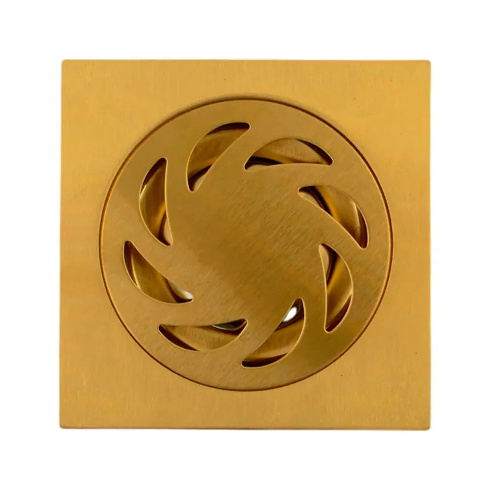 Rejilla de Ducha 10*10cm Dorado Cepillado Estilo GRV Grifos Center