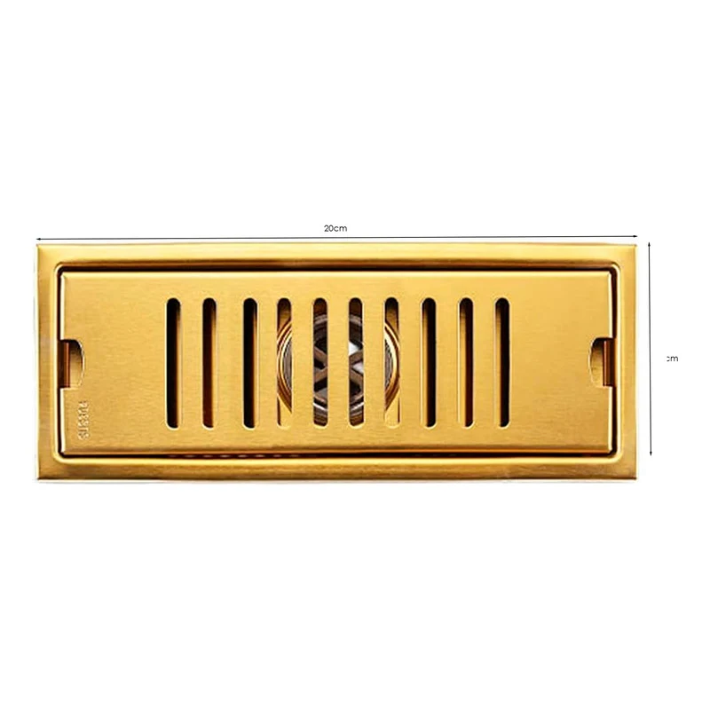 Rejilla De Piso Ranurada Oro Cepillado 20*10cm Grifos Center