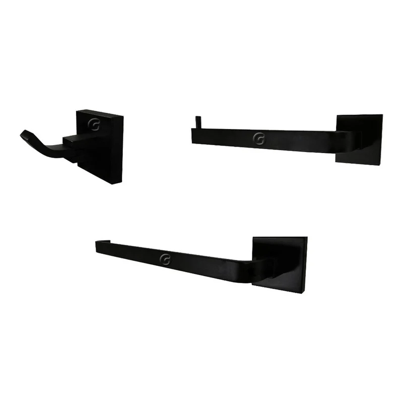 Set De Accesorios Cuadrados Para Baño X3 Color Negro Grifos Center
