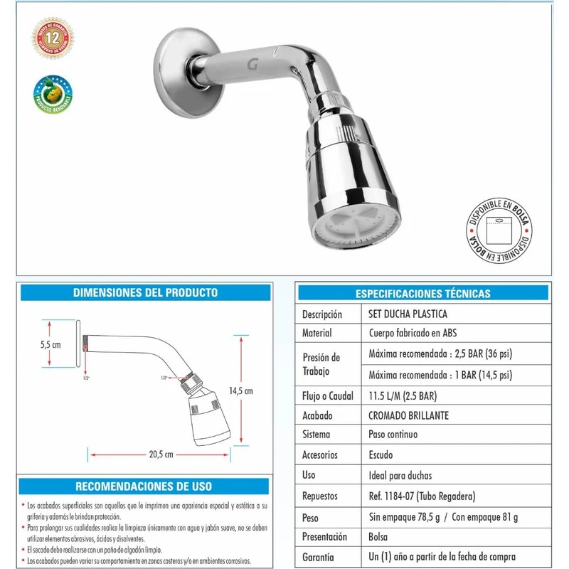 Set De Ducha Plastico Grifos Center