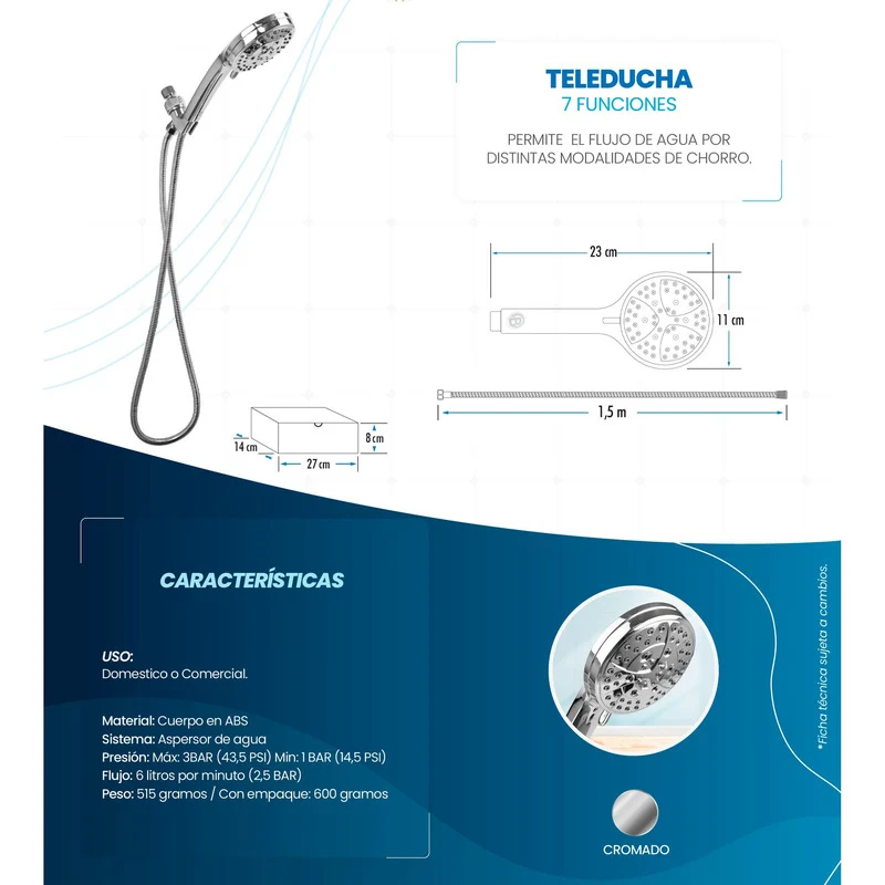 Teleducha En Abs 7 Funciones Grifos Center