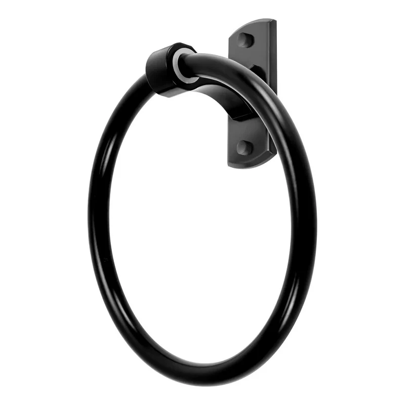 Toallero Tipo Aro Negro Base Rectangular Grifos Center