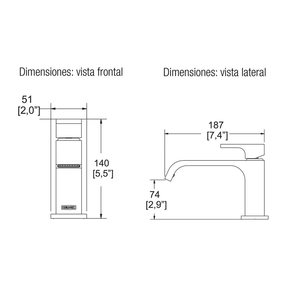 MONOMANDO DE LAVABO VERTIKA EP-905 HELVEX