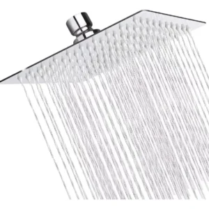 Regadera Cuadrada Estilo Lluvia Cromada Acero Inoxidable Hidroflud