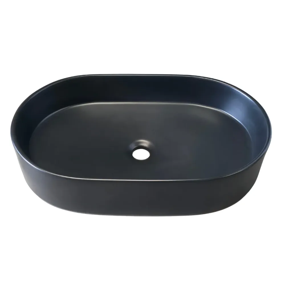 Lavamanos tipo Bowl Cerámico Ovalado Negro – 61.5 × 38.5 × 12.5 cm Hydrium