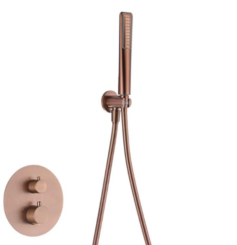 Conjunto de ducha empotrada termostático oro rosa cepillado serie Nápoles ICEBERG BAÑOS