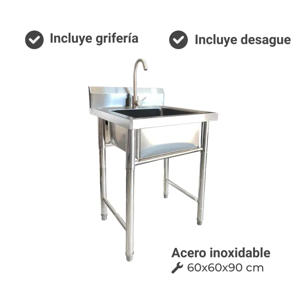 Lavafondo Simple Acero Inoxidable 60x60x90 cm Importaciones CMF