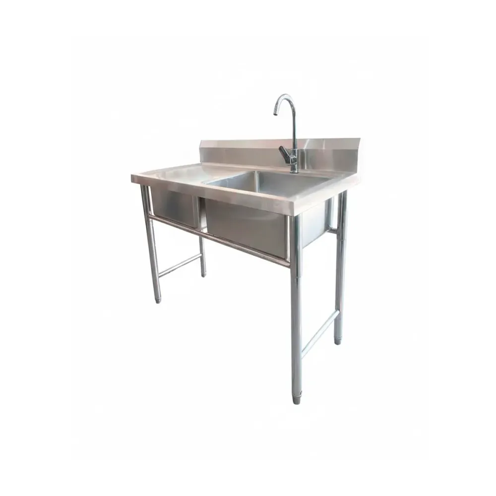 Lavafondo Simple con secador izquierdo de Acero Inoxidable 80x60x90 cm Importaciones CMF