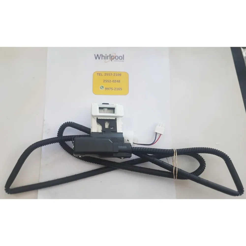 Interruptor blocapuerta negro original lavadora Whirlpool 3 cables Isidro A. Flores