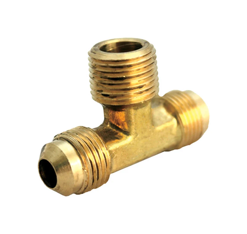 JMF - Reductor en T de latón amarillo con abocinamiento de 3/8 pulg. x abocinamiento de 3/8 pulg. de diámetro (paquete de...