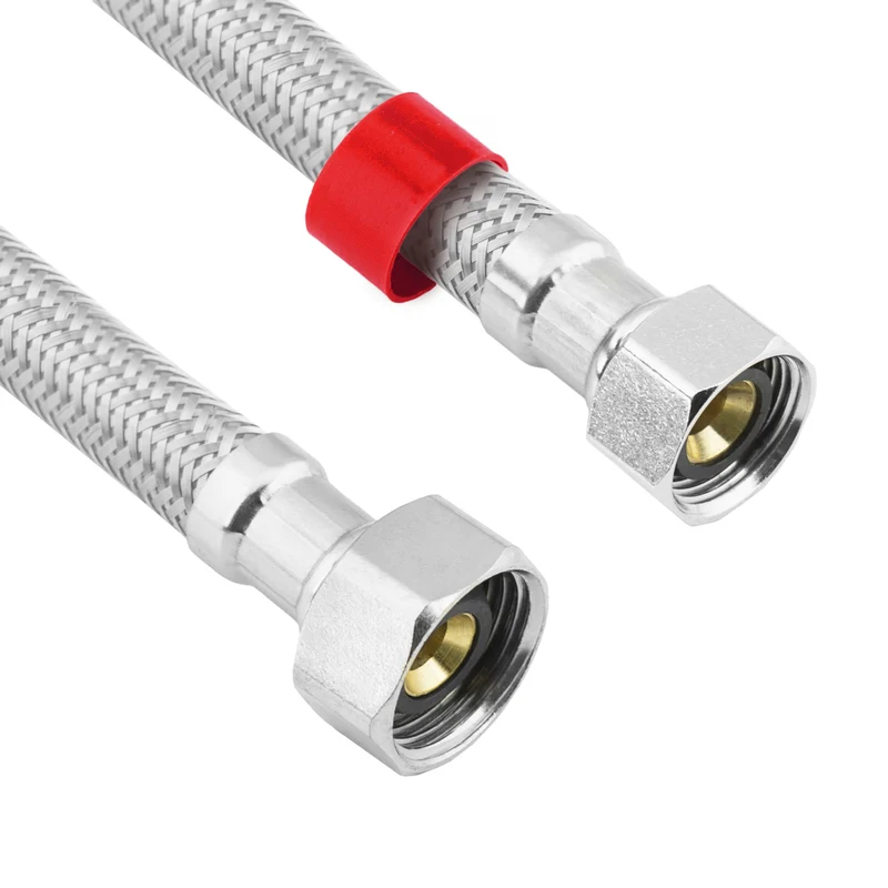 Conector de grifo de acero inoxidable de 1/2" (1/2" de compresión x 1/2" de tubo de hierro hembra) Lasco