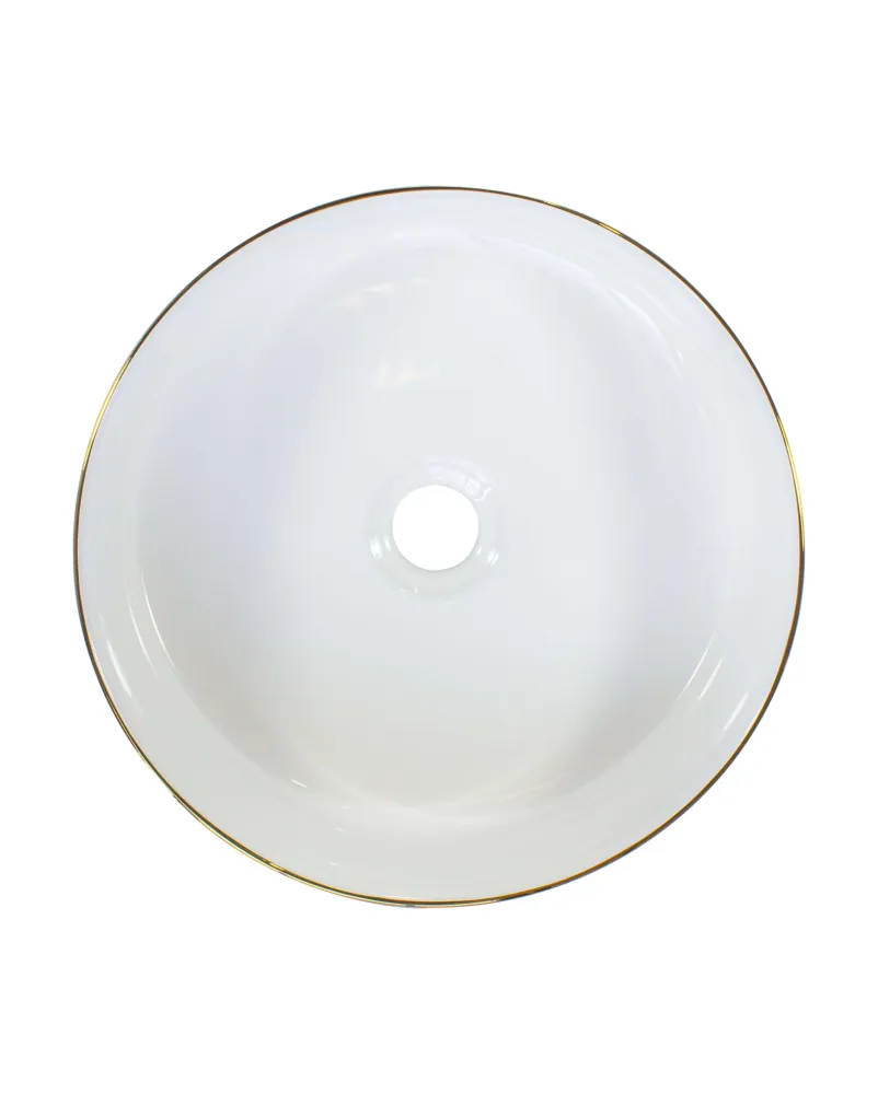 Lavamanos redondo blanco y Oro
