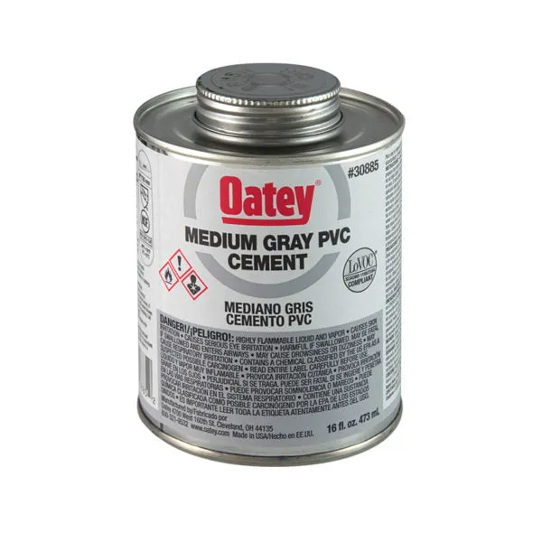 PEGAMENTO "OATEY" (2) PVC GRIS 1/2 PINTA MAYOREO FERRETERO S,A