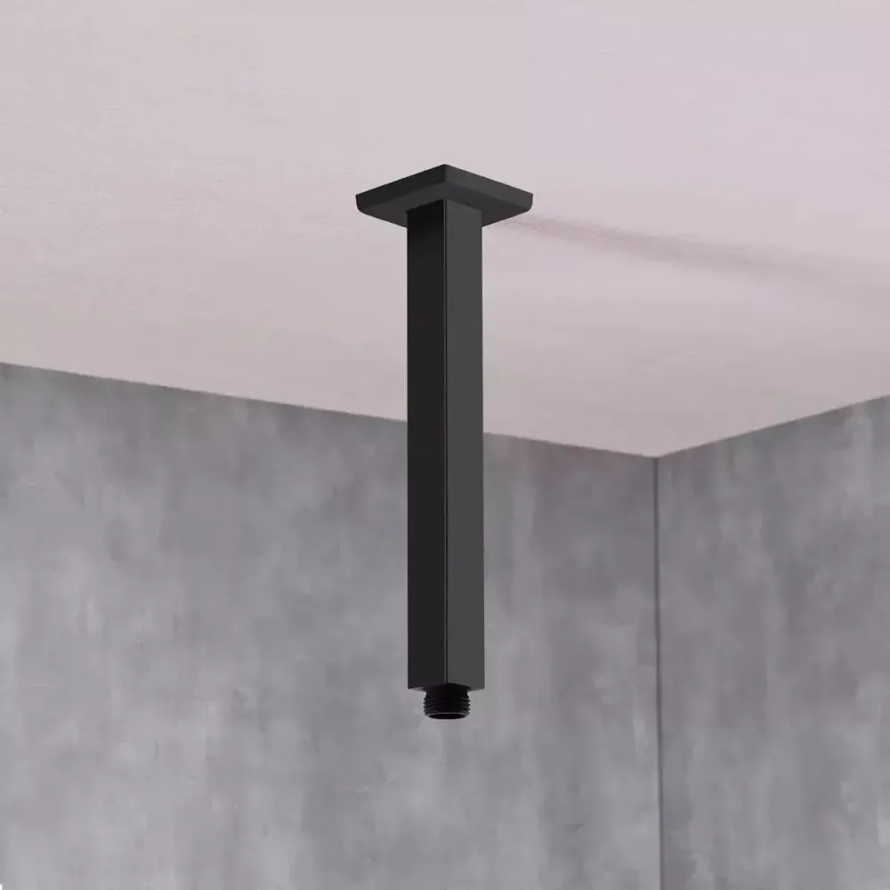Cuello Techo Regadera Meer Negro Mate 40cm Acero Inoxidable