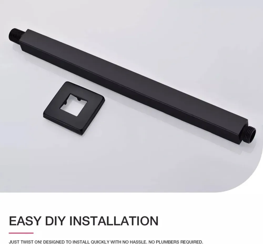 Cuello Techo Regadera Meer Negro Mate 40cm Acero Inoxidable