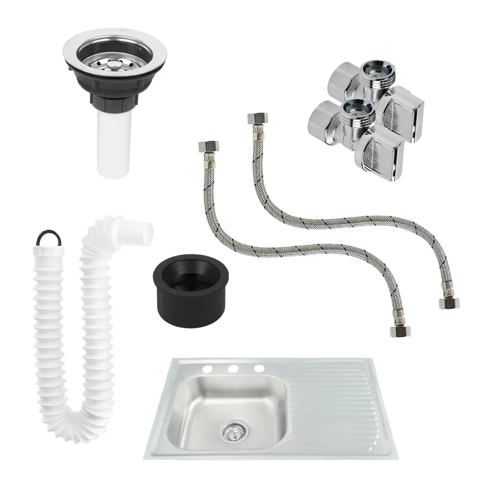Kit Tarja Tina Sencilla Escurridor Derecho 80 X 50 Cm Con Accesorios MEER