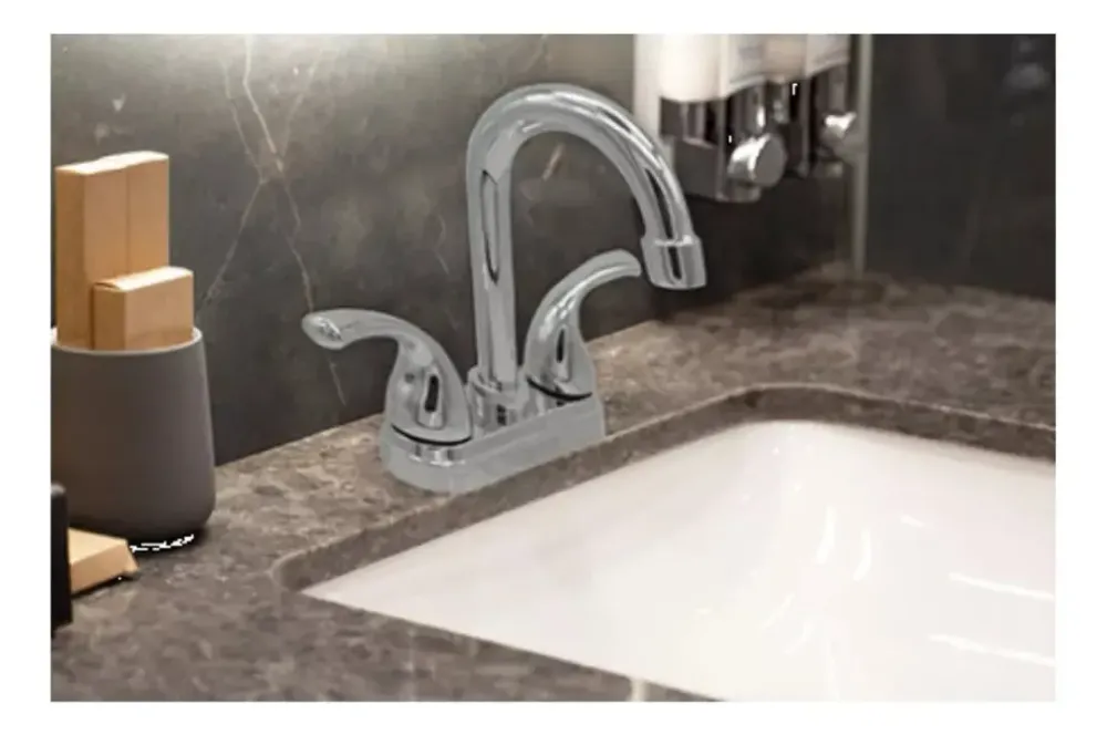 Mezcladora Lavabo Meer 1/4 Vuelta Acero Inoxidable Plateada