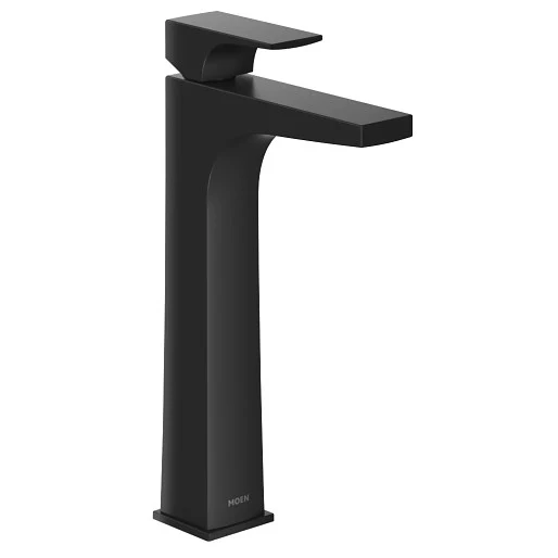 Monomando Alto Medora para Lavabo Negro Mate con Rebosadero MOEN