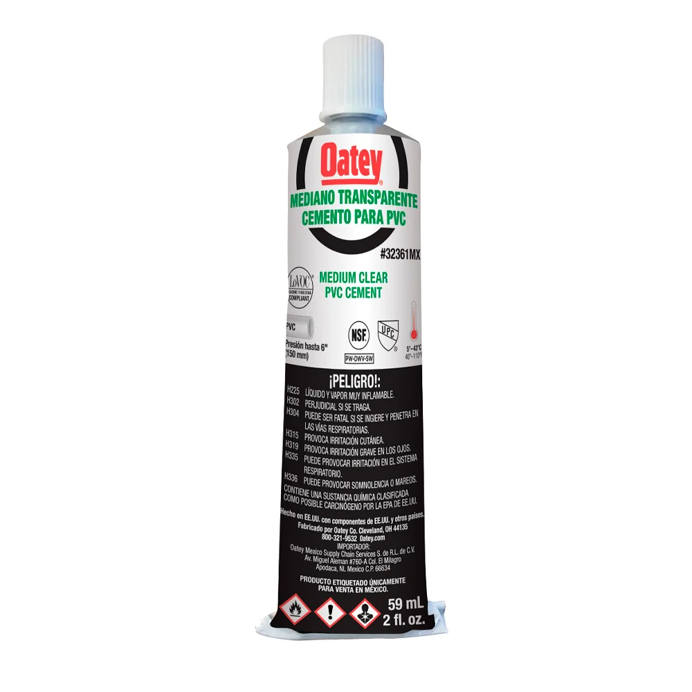 Pegamento Oatey Pvc 59Ml Tubo Transparente