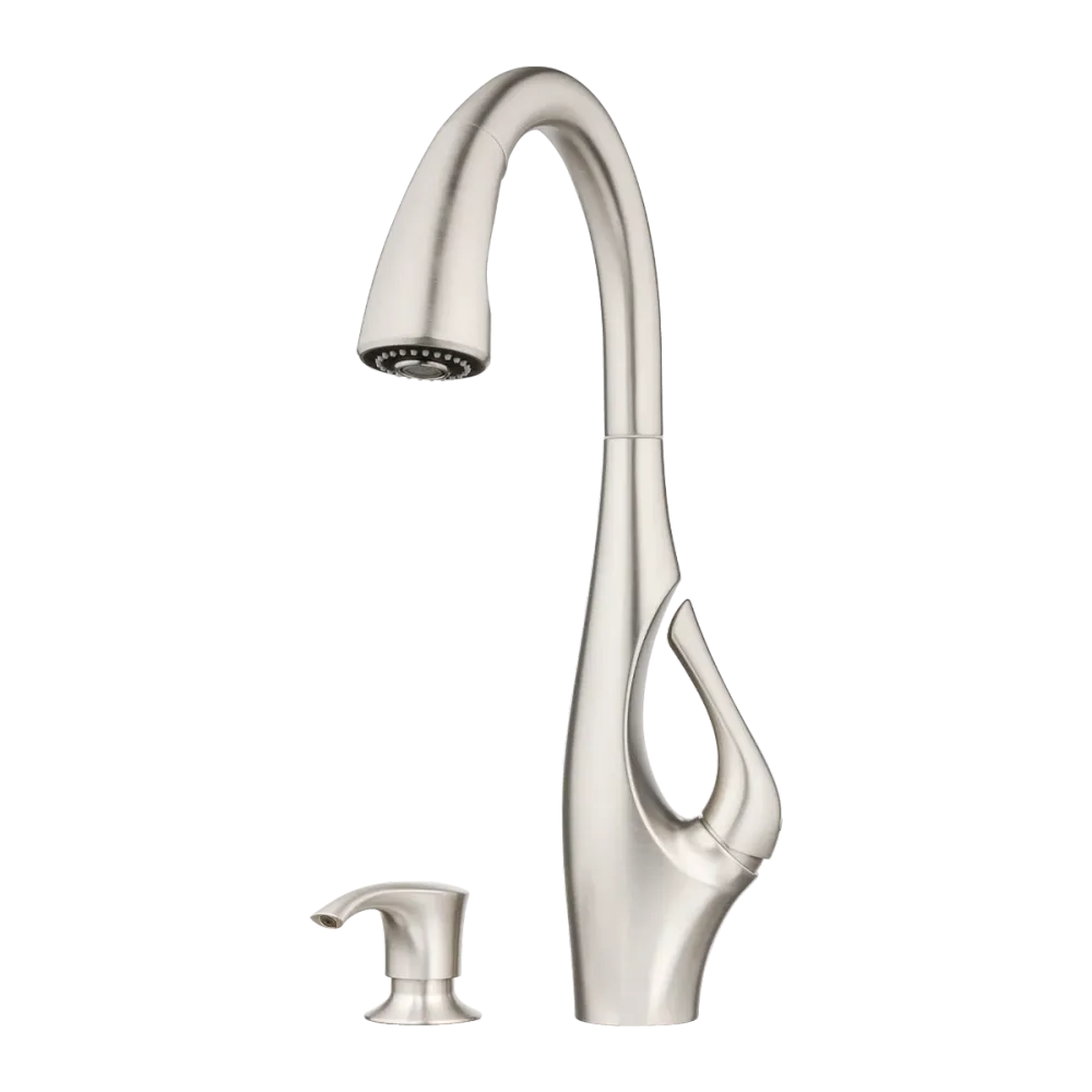 Griferí de Cocina Indira con Cabezal Extraíble Anti-Manchas en Cromo Mate Pfister Perú