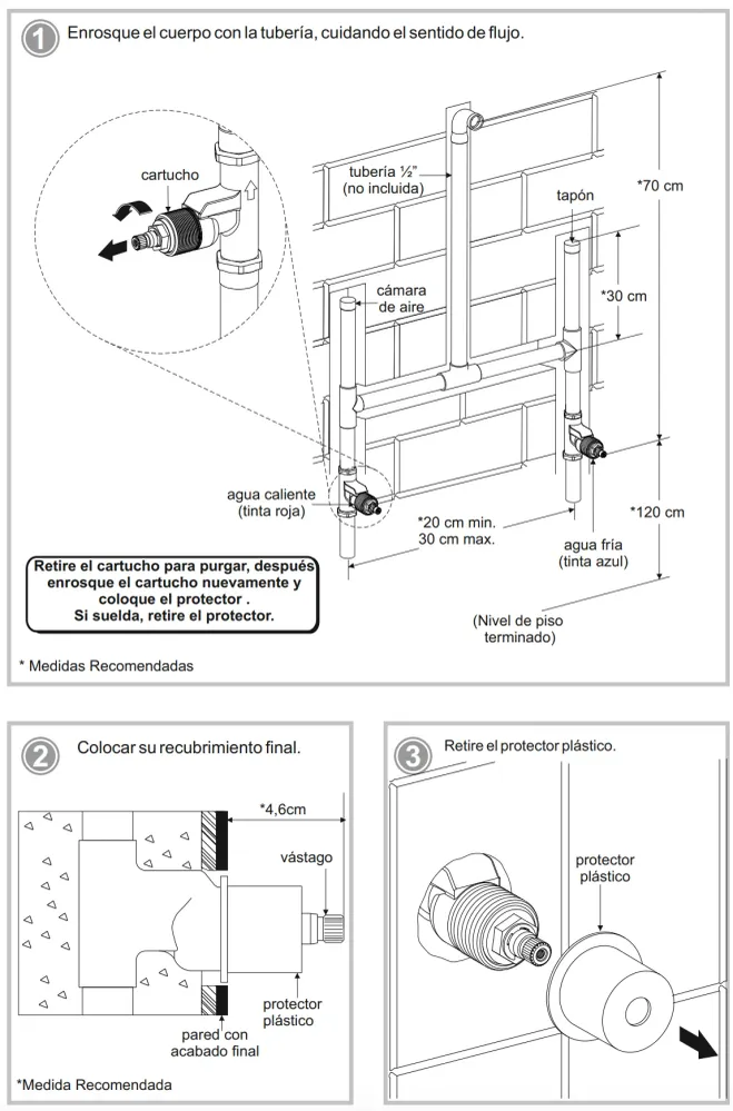 MEZCLADORA INDIVIDUAL DE EMPOTRAR PARA REGADERA DE SOLDAR DECO CRE-DC-01 PROYECTA